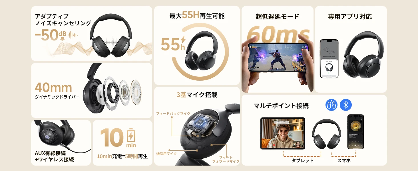 QCY H3 PRO Amazon JP black A+ module 2